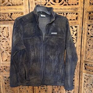 Columbia Men's Dark Charcoal Plaid Lightweight Fleece Jacket